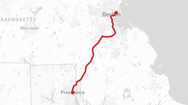 Map from Boston Logan Airport to Providence, RI